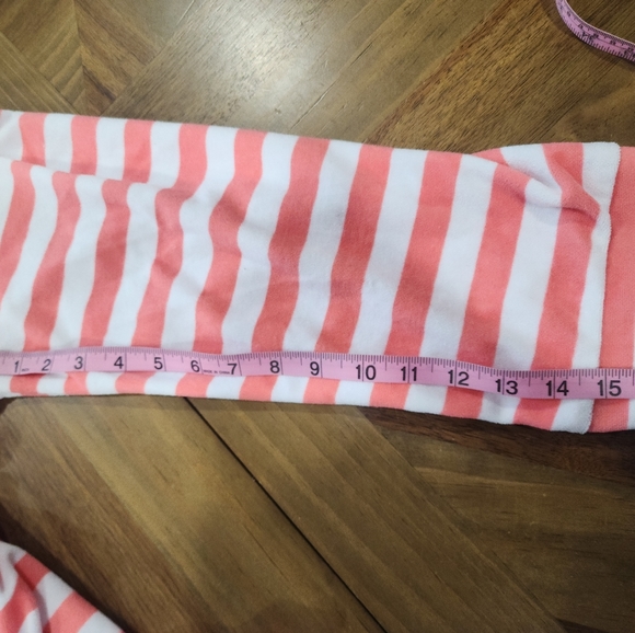 Betsey Johnson Terry Bath Robe, Large, Intimates Women's Peach Striped Belted - Picture 7 of 9